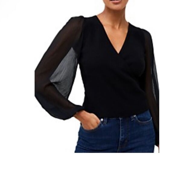NWT FRENCH CONNECTION Black Mozart Melody Women’s Top Size Lrg - Picture 1 of 2